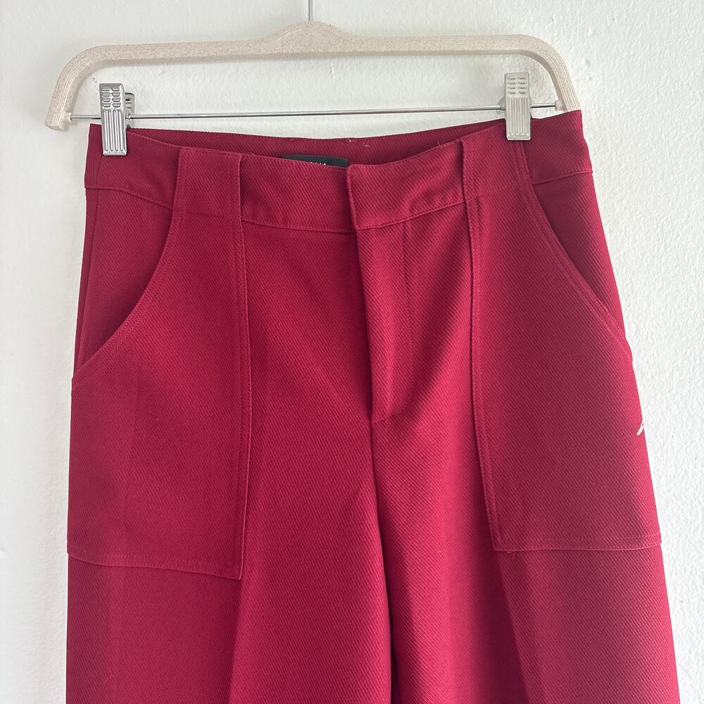 AQUA Burgundy Wide Leg Pull-On Knit Pants XS High Rise Stretch Career Casual - Picture 2 of 5